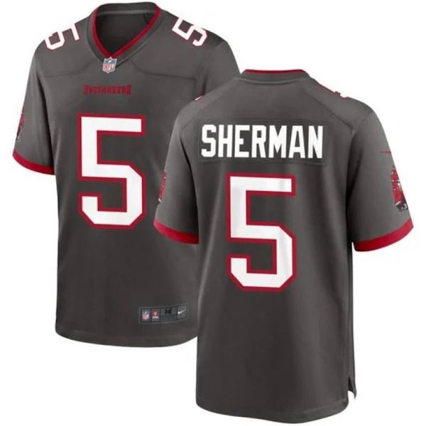 Men Tampa Bay Buccaneers 5 Richard Sherman Nike Pewter Alternate Game NFL Jersey